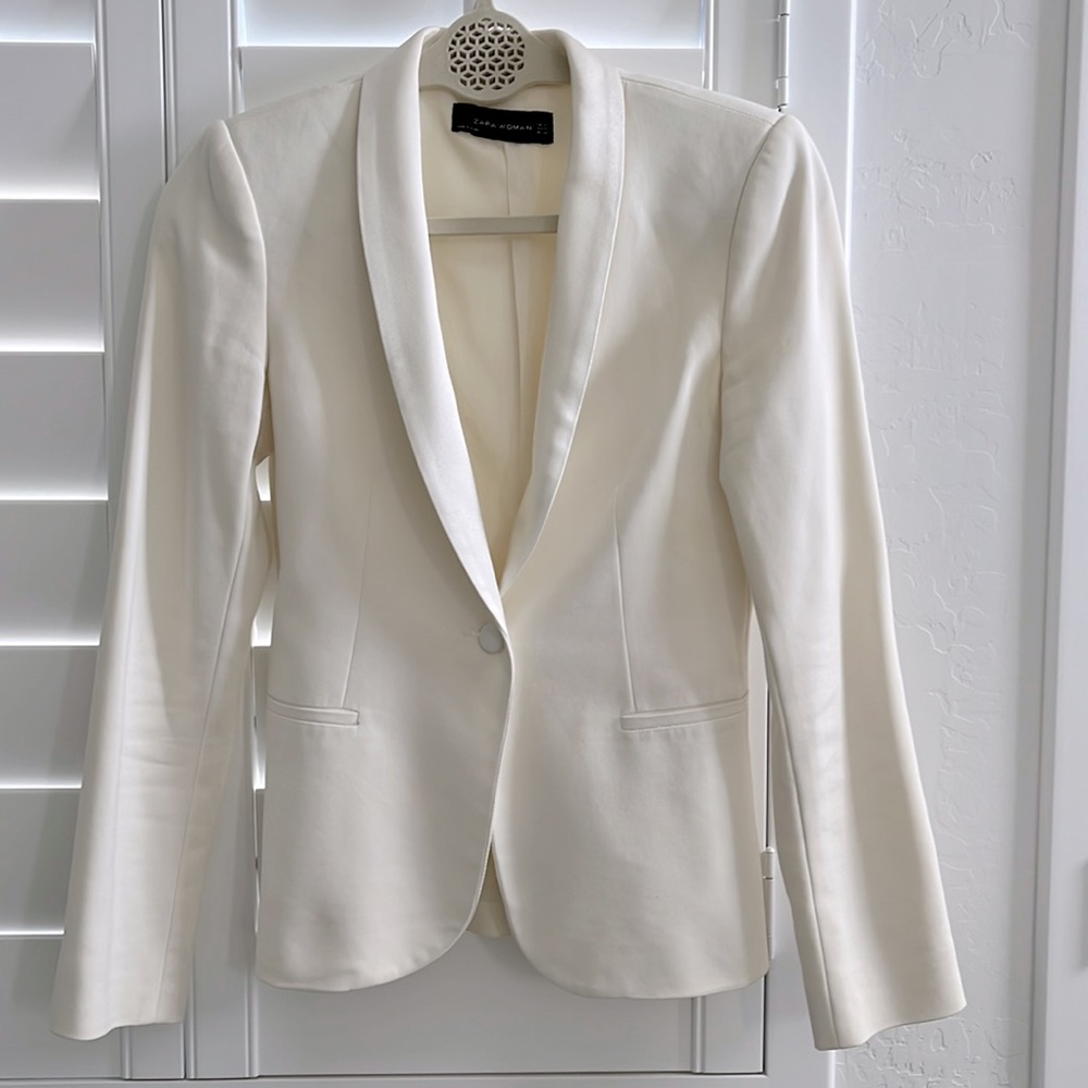 Zara white tuxedo jacket